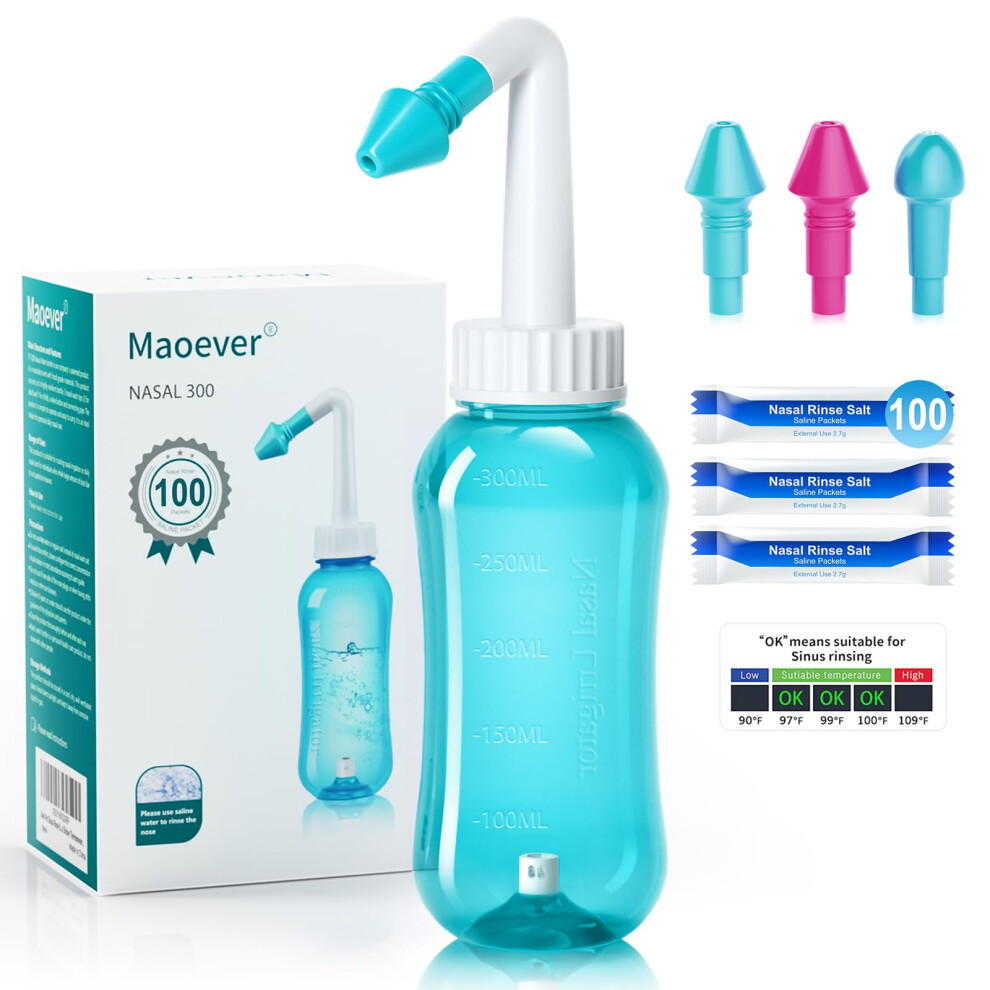 Maoever Neti Pot Sinus Rinse Kit With 100 Nasal Salt Packe