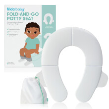 Frida Baby Fold-and-Go Potty Seat | Folding Travel Potty Seat for Boys and Girls, Fits Round & Oval Toilets, Non-Slip Base, Handles, Includes Free Tr