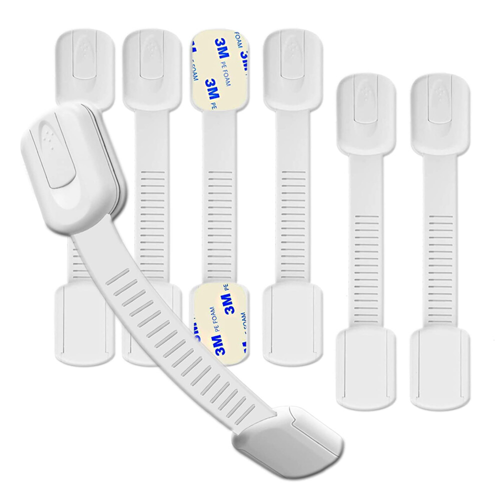 Child Safety Locks,6 Pack Adjustable Cupboard Locks For Children Baby,Baby Proof Safety Locks For Cupboard Cabinet Fridge Drawer Refrigerator Ki Hion