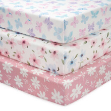 FIEMOL Cot Bed Sheets 140 x 70cm Fitted, 3 Pack Ba