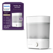 Philips Avent Premium Baby Bottle Steriliser and Dryer, Removes 99.9% of Bacteria, Chemical Free, Capacity 6 Bottles/Teats/Accessories, Model SCF293/
