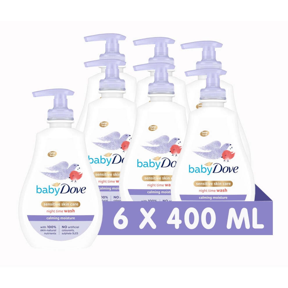 Baby Dove Calming Moisture Head To Toe Wash – Gentle Chamomile Baby Wash For Sensitive Skin, Relaxes & Soothes Before Bed- 6 X 400Ml