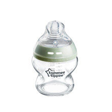 Tommee Tippee Closer to Nature Glass Baby Bottle, Slow Flow Breast-Like Teat with Anti-Colic Valve, 150ml, Pack of 1, Clear