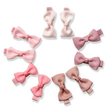 10pcs Baby Girls Pink Bow Hair Clips, Fully Lined