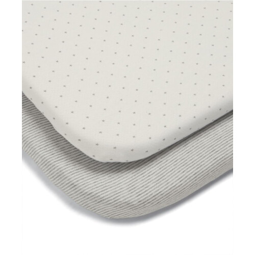 Mamas & Papas Mamas & Papas 2 Universal Crib Fitted Sheets, Grey Star/Grey Stripe