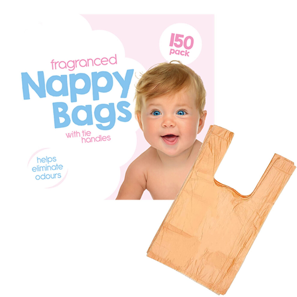150 Coloured Nappy Bags With Tie Handles, Fragranced For Eliminating Odours, Durable And Leak-Proof, -Weight And Perfect For Babies Travel Bags Light D.a.y. Republic