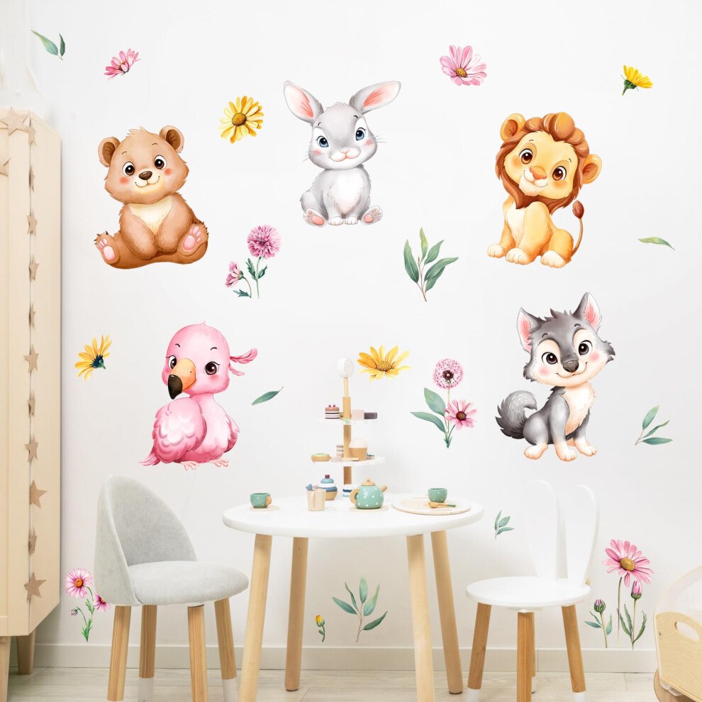 Jungle Animals Wall Stickers Cartoon Giraffe Bear Supzone