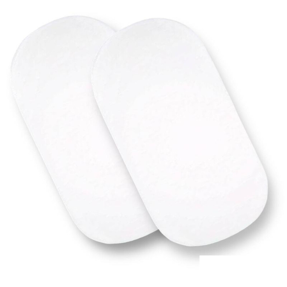 Pair Of 100% Cotton Moses Basket Fitted Sheets - Baby Cradle Sheets, Bassinet Fitted Sheets - 35X75cm - White Sasma Home