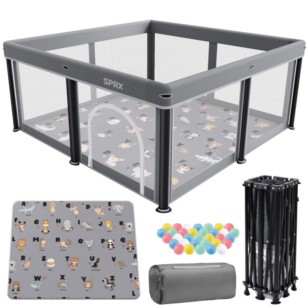 Sprx Foldable Baby Playpen With Mat，50"50" Collapsible