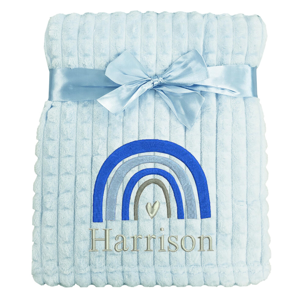 Personalised Baby Blanket Embroidered Rainbow & Na The Baby Box Uk