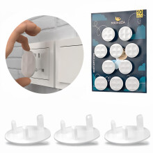 Pack of 10 Plug Socket Covers UK, Baby Proofing Safety Socket Protector -Tight Grip 3 Pin White Baby Electric Plug Covers, Perfect for Child Safety a