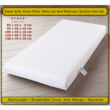 BUY ALL HERE Crib Cot Bed Mattress - comes with Super Soft Breathable Water Resistant Quilted Cover, Removable Washable - 140 x 70 x 7.5 CM