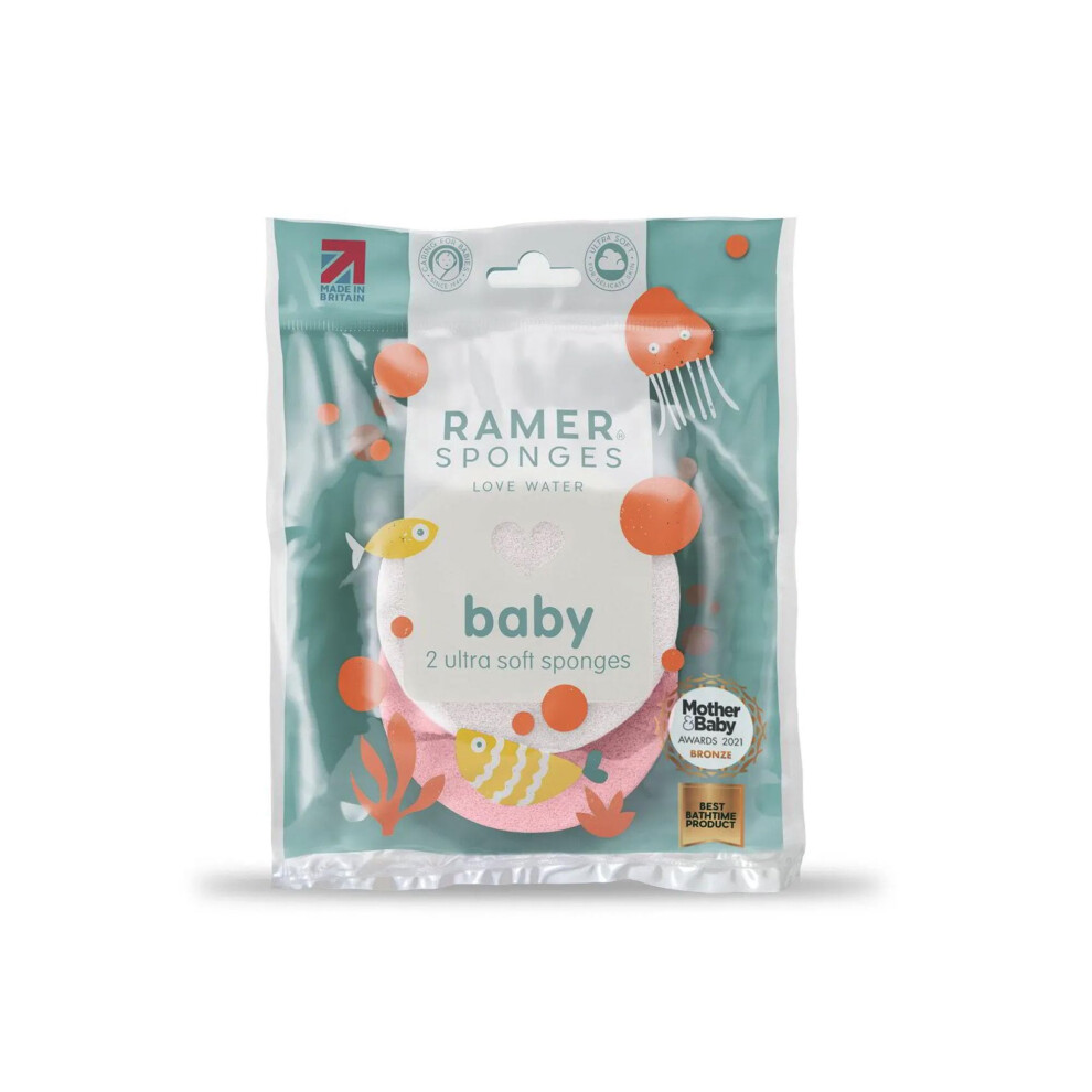 Ultra Soft Baby Sponges Twin Pack - Strawberry & Pink/White Ramer