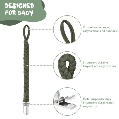 Aolso Dummy Clips Baby Pacifier Chain, 4 pcs Baby 2