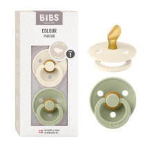 BIBS Colour Anatomical Soother 2-Pack, BPA Free Dummy Pacifier, Orthodontic Nipple. Natural Rubber Latex, Made in Denmark. 0-6 Months (Pack of 2), Iv