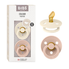 BIBS Colour Anatomical Soother 2-Pack, BPA Free Dummy Pacifier, Orthodontic Nipple. Natural Rubber Latex, Made in Denmark. 0-6 Months (Pack of 2), Iv