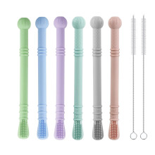 PandaEar Silicone Baby Teether Tubes, 6 Pack Teething Sticks for Babies| Soft Baby Teething Toys Chew Frozen Teether for Teething Relief with 2 Clean