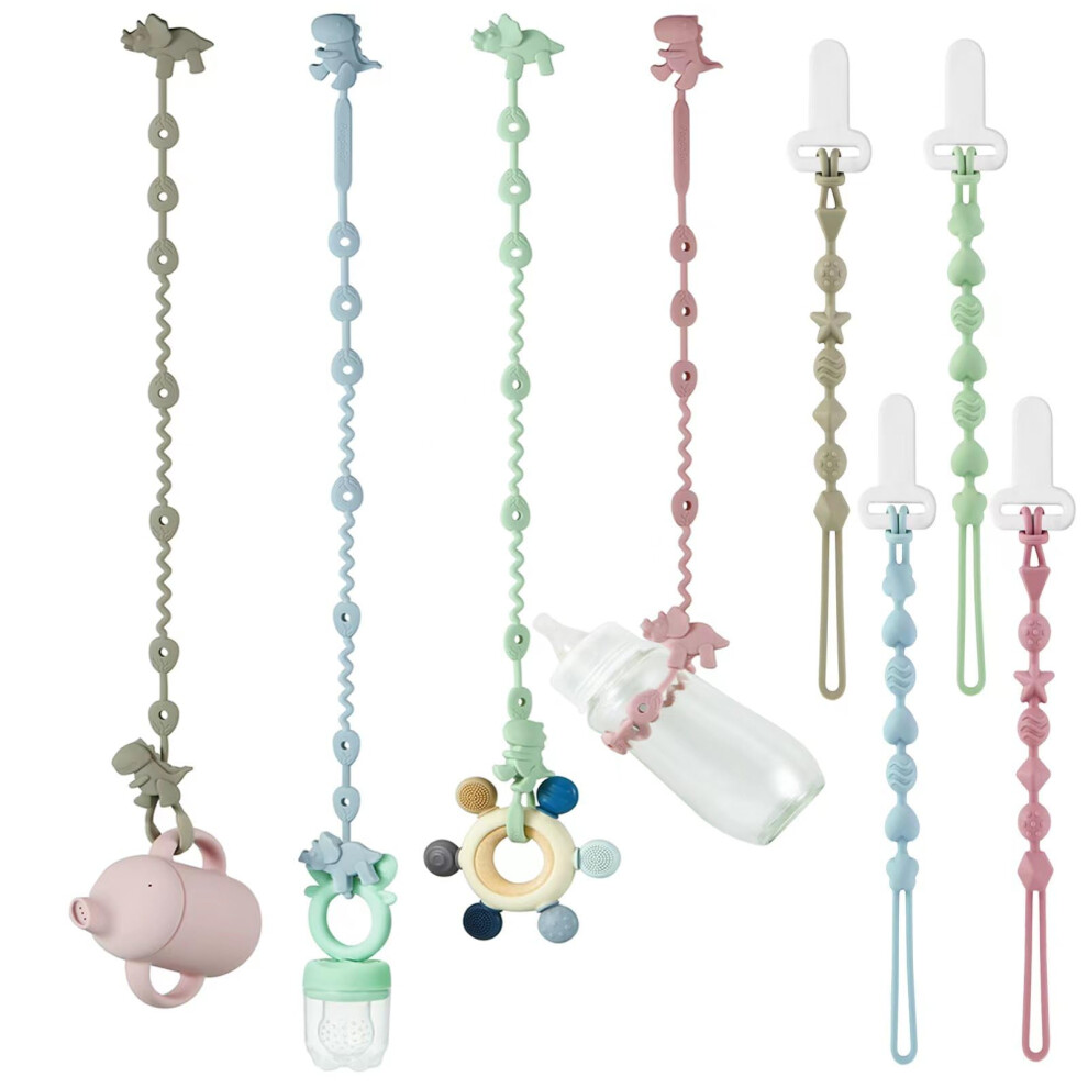 Pandaear 8 Pack Silicone Pacifier Clips, 4 Silicon