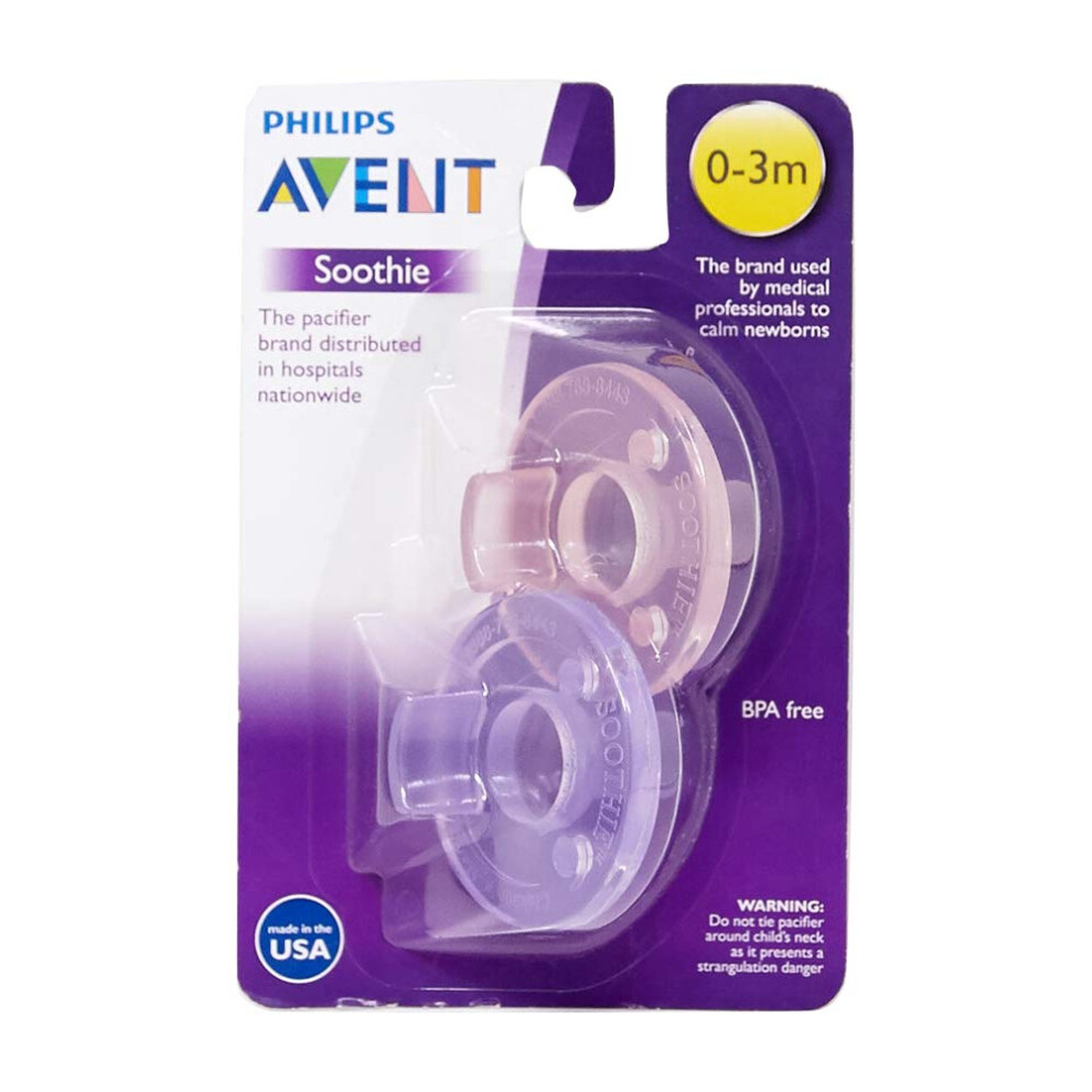 Avent Pink/Purple Philips 2 Pack Soothie Pacifier, 0-3 Months