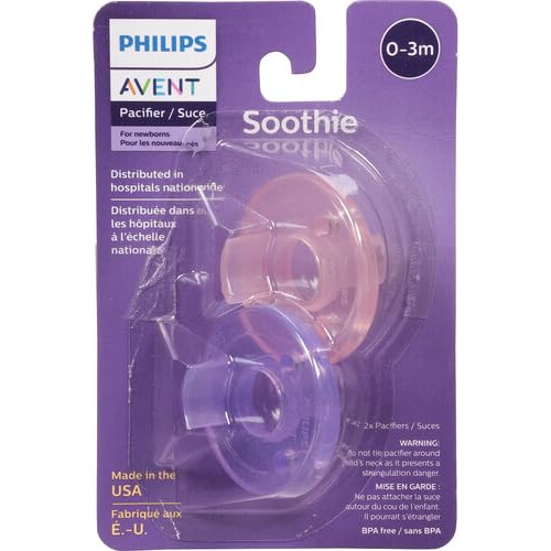 Philips 2 Pack AVENT Soothie Pacifier, Pink/Purple, 0-3 Months 1