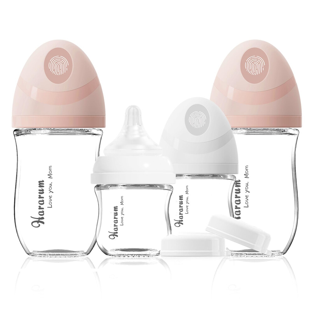Photos - Other for Feeding Natural Glass Baby Bottle, Newborn Anti-Colic Baby Bottle Set with Extra Slow Flow (SS) & Slow Flow Teat (S), 80 ml and 160