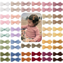 JOYOYO 50 Pcs Baby Hair Clips and Bows - 2 Inch Small Size Craft Ribbon Bows for Baby Fine Hair, Full Ribbon Covered Safe Clips Pastel Colors