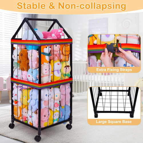 MHJY Stuffed Animals Zoo Storage with Wheels, Soft 1