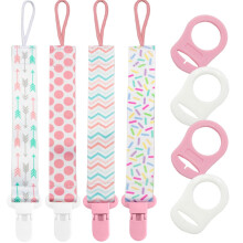 4 Pack Dummy Clips Girls, 4pcs Baby Pacifier Holde