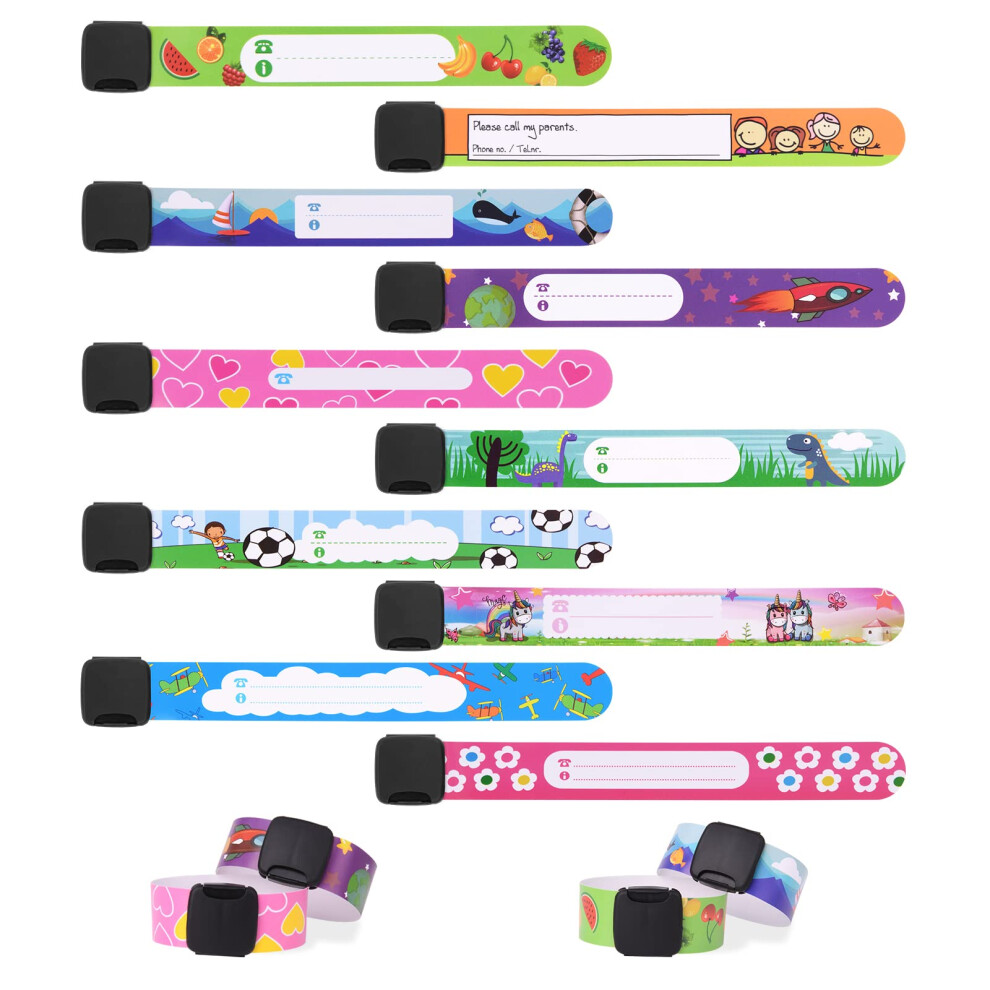 10 Pcs Child Safety Id Wristband, Kids Id Vicloon