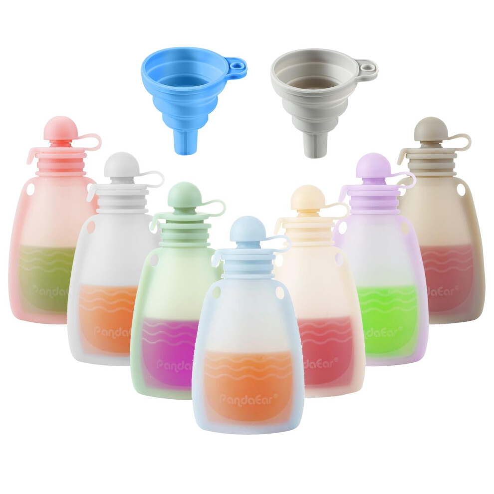 7 Pack Reusable Silicone Baby Food Pouche Pandaear