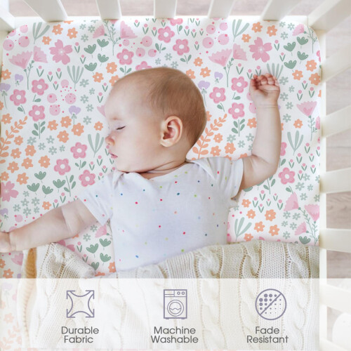 Cot Sheets for Boy Girl, Fitted Cot Sheet 4 Pack f 1