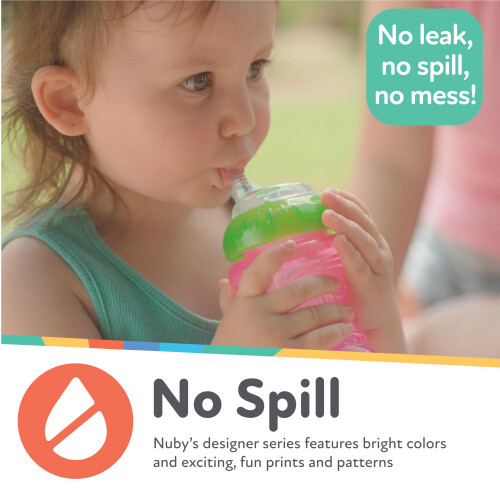 Nuby Nuby 3 Piece Boy No-Spill Cup with Flex Straw, 10 Ounce 2