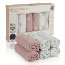 Bubba Bear Muslin Cloths for Baby, 6 Pack of Bamboo & Organic Cotton Muslins Squares 70x70cm, Large Burp Cloth for Babies, Cute Newborn Essentials fo