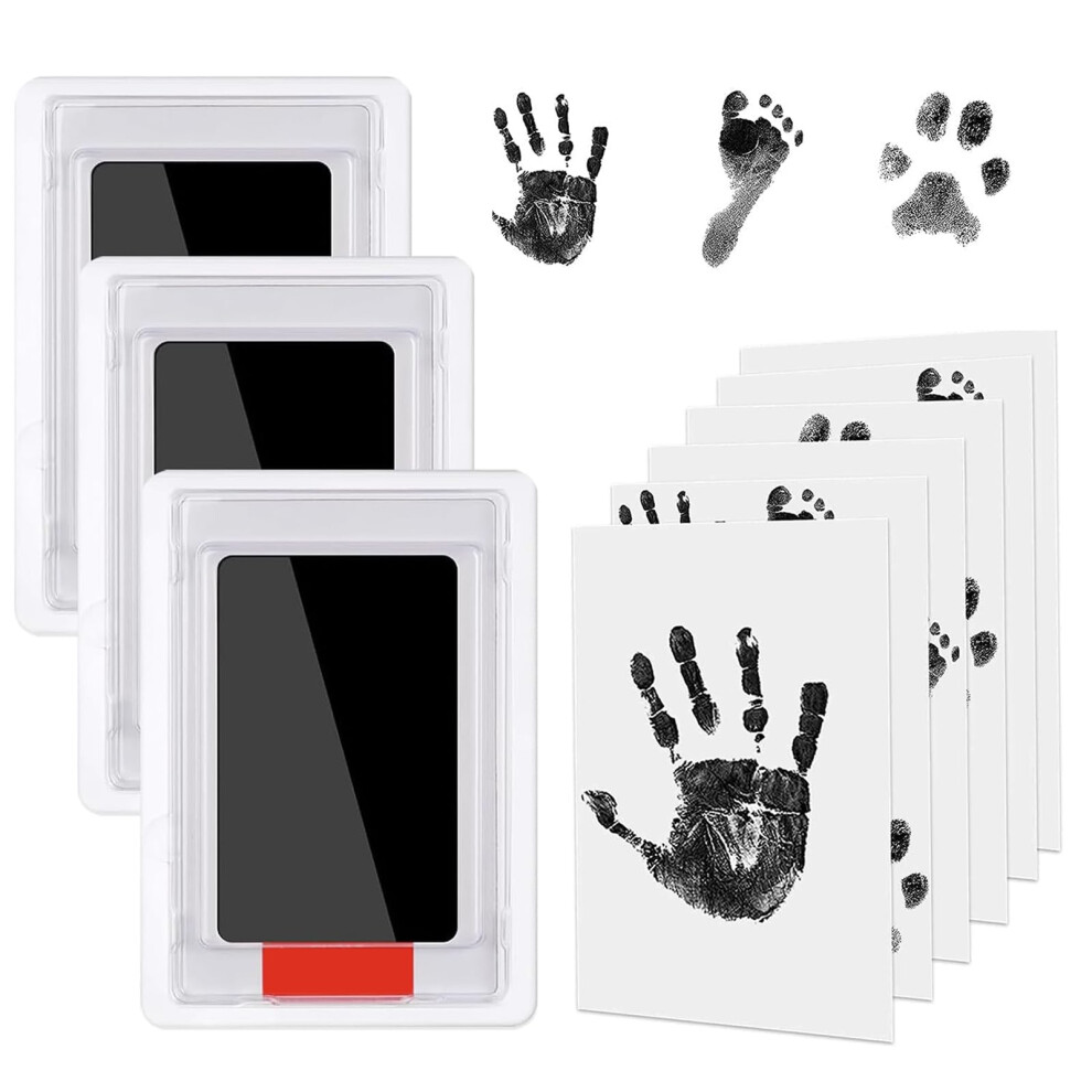 Baby Hand And Footprint Kit,3 Inkless Print Pads And 6 Imprint Cards,Pet Paw Print Kit Safe & Non-Toxic Baby Footprint Kit Inkless Hand & Footprint K Suhai