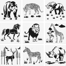 Animal Stencil Templates 8 Inch Reusable PET Plastic with Vivid Animal Patterns for DIY Crafts