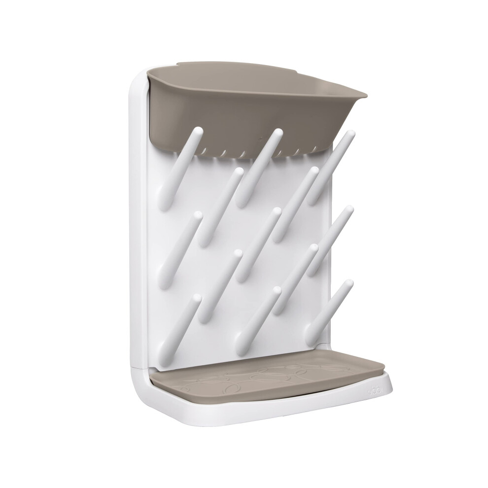 Vertical Baby Bottle Drying Rack, Space Saving Countertop Drying Rack Baby Accessory, Taupe Ubbi