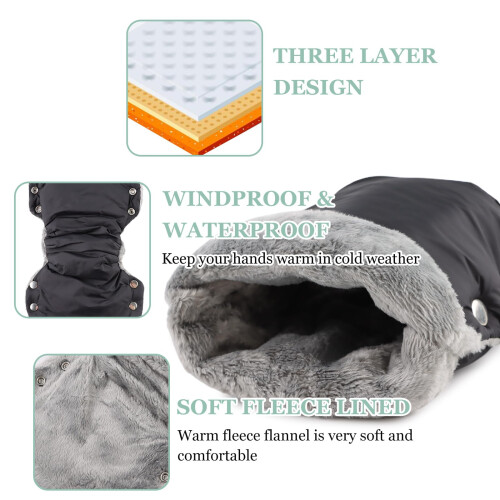 Stroller Hand Muff Windproof Anti-Freeze Pram Hand 2