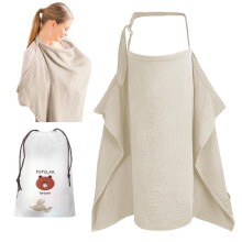 Asheyya Cotton Soft Breastfeeding Cover, Adjustable Nursing Cover (Khaki)