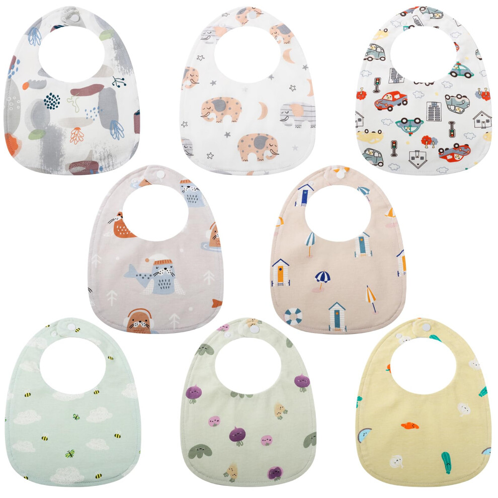 Lanjue 8 Packs Baby Bandana Dribble Bibs, Soft Cot