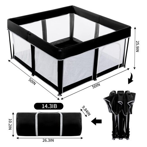 Lexixi Foldable Baby Playpen - Collapsible Activit 1