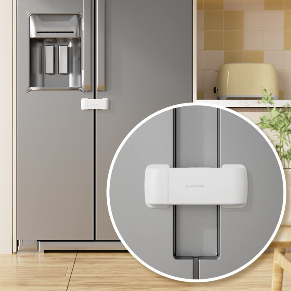 Updated French Fridge Lock French Door Refrigerator/Freezer Lock Apply To Max 2.28"(58Mm) Two Door Gap Distance,Cabinet Cupboard Lock For Kid Eudemon