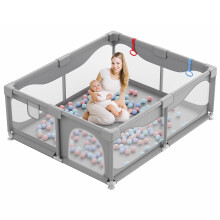 Valquid Baby Playpen, 130X130cm Playpen for Baby and Toddlers with Suction Cups, Anti-Fall Fence Kids Activity Center with Breathable Mesh, Ideal for