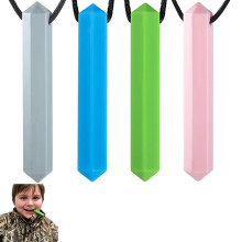 4 PCS Chew Necklace, Best for Kids or Adults That Like Biting or Have Autism, Diamond Teething Stick, Anti-Autism Silicone Teether