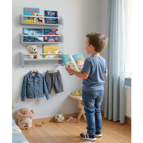 Mazjoaru Grey Floating Shelves Nursery Book Shelf 1