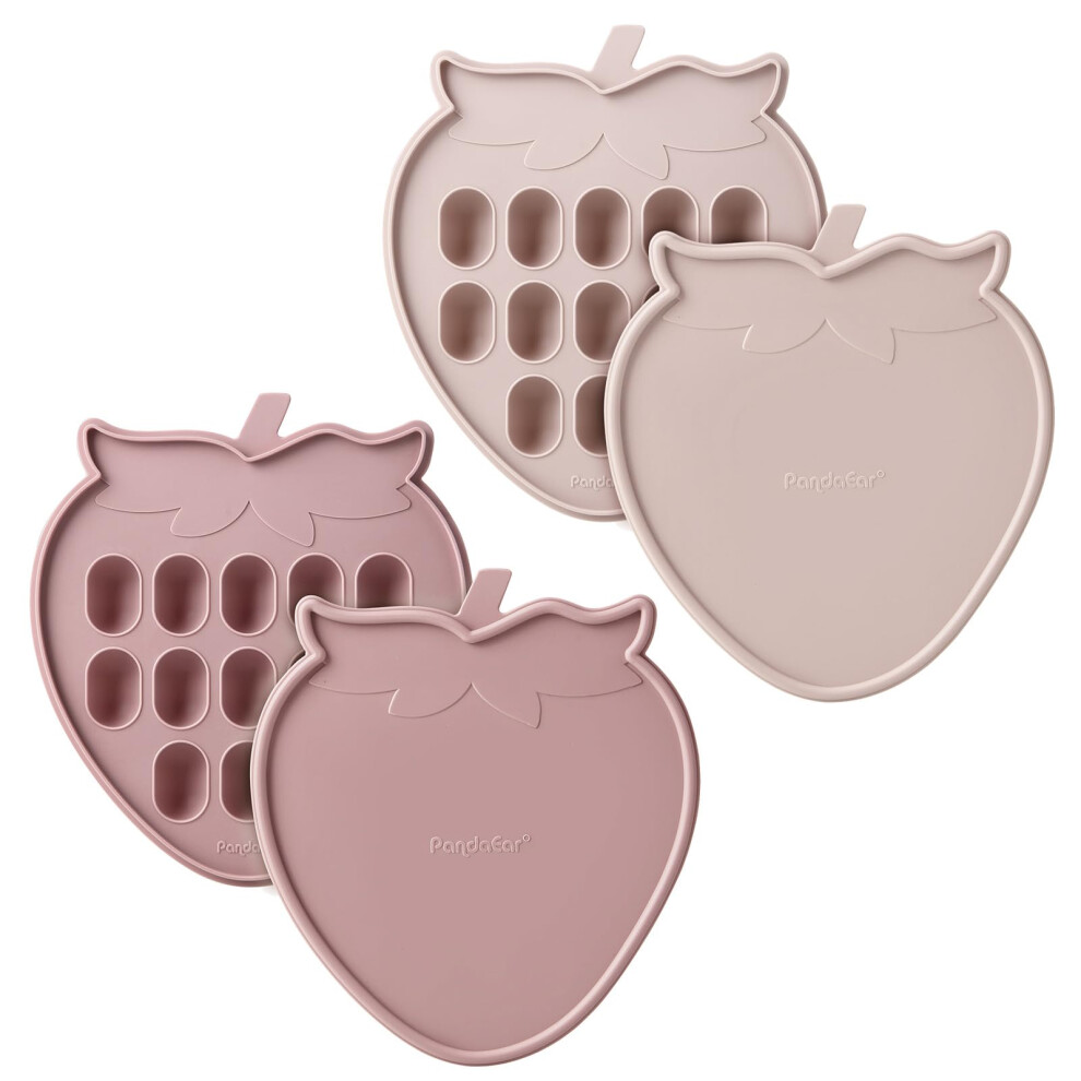2 Pack Silicone Baby Food Freezer Tray, Weaning Freezer Cube Tray With Lid, Baby Breastmilk Popsicle Molds, 13 X 0.5 Oz Food Storage Contain Pandaear