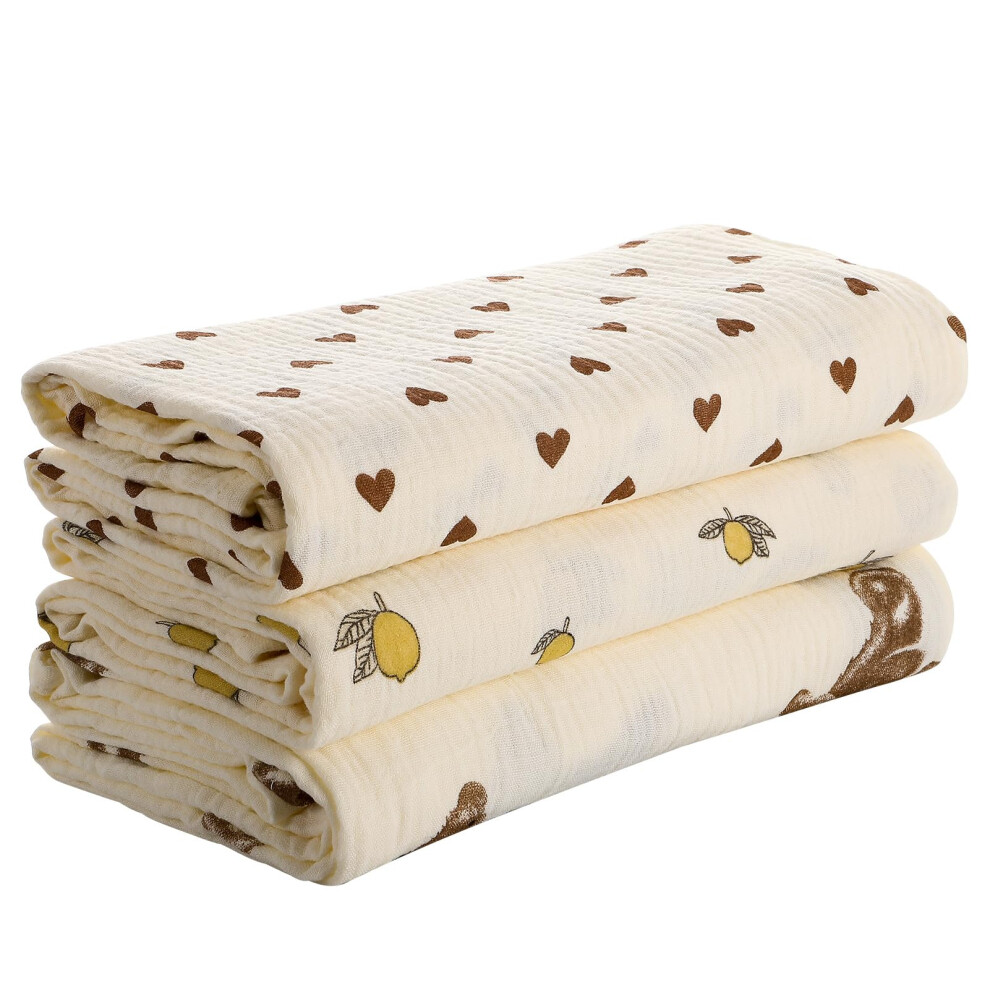 3 Pcs Large Muslin Cloths For Baby 100X100cm Muslin Blankets Baby Blanket Swaddle Cloths Baby‘s Essentials Shower Gifts For New Moms Gsrenyu