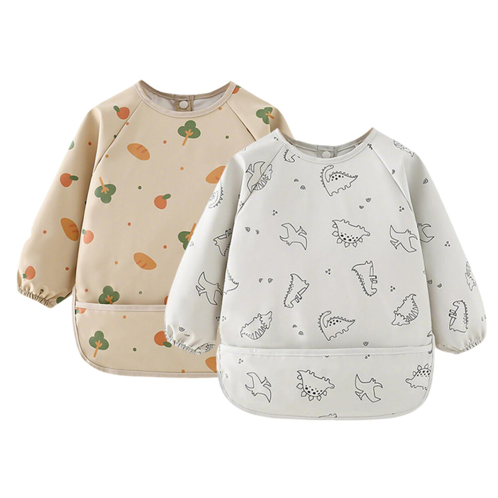Atnayo 2 Pcs Baby Long Weaning Bibs With Sleeves,