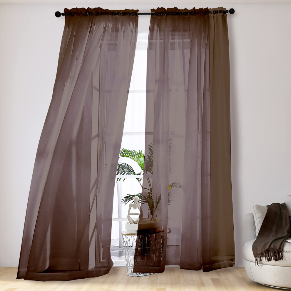 Ovzme Elegant Voile Panels - Solid Color Sheer 96"