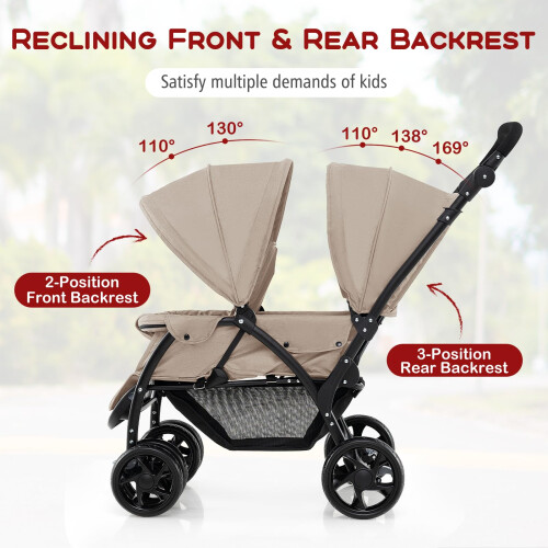 Gymax GYMAX Double Seat Stroller with Adjustable Push Ha 1