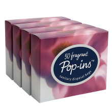 Pop Ins Sanpro Sanitary Disposal Bags 200 - Leak-proof Scented Nappy Bags, High-Tear Resistance, Pleasant Floral Scent, Travel Friendly - 50'sx 4 - (